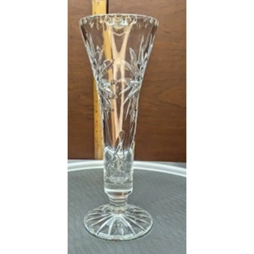 Vtg Brilliant Glass Vase Floral Daisy Bohemian Cottage Gift Centerpiece Elegant